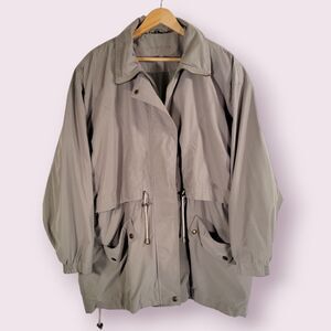 Vintage AEROS Khaki Jacket Size XL Parachute Utility Shoulder Pads Neutral Tan